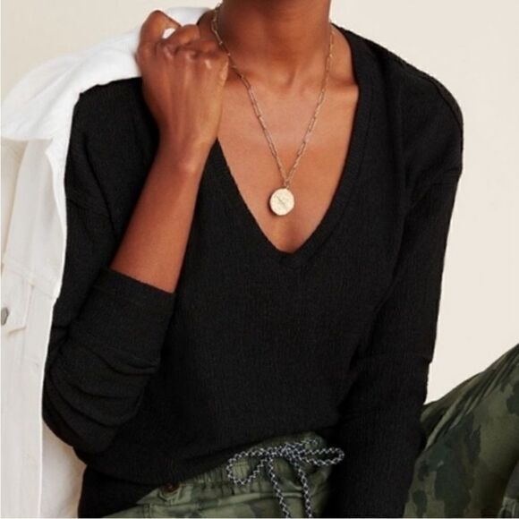 Anthropologie Dina textured vneck top NWT - Picture 2 of 11